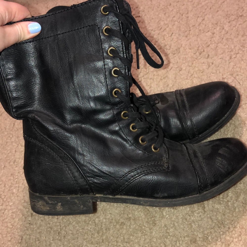 black combat boots